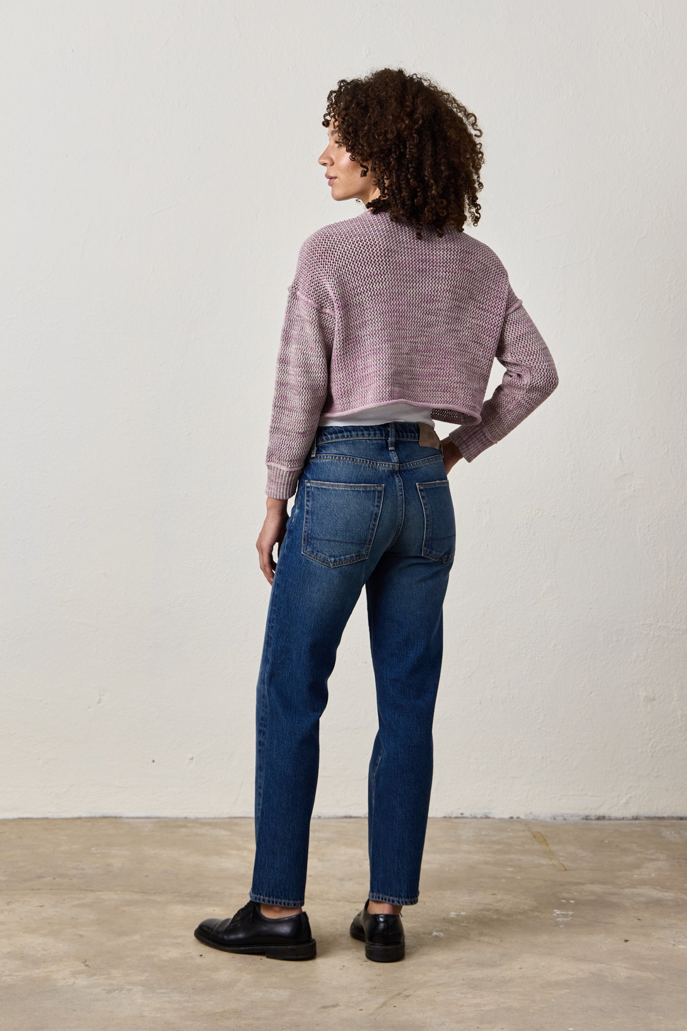 LIVIA PAINTED COTTON CROCHET CREW SWEATER