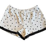 Teddy White With Black Hearts Pointelle Shorts
