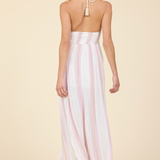Halter Maxi Dress in Pink Dust Stripe