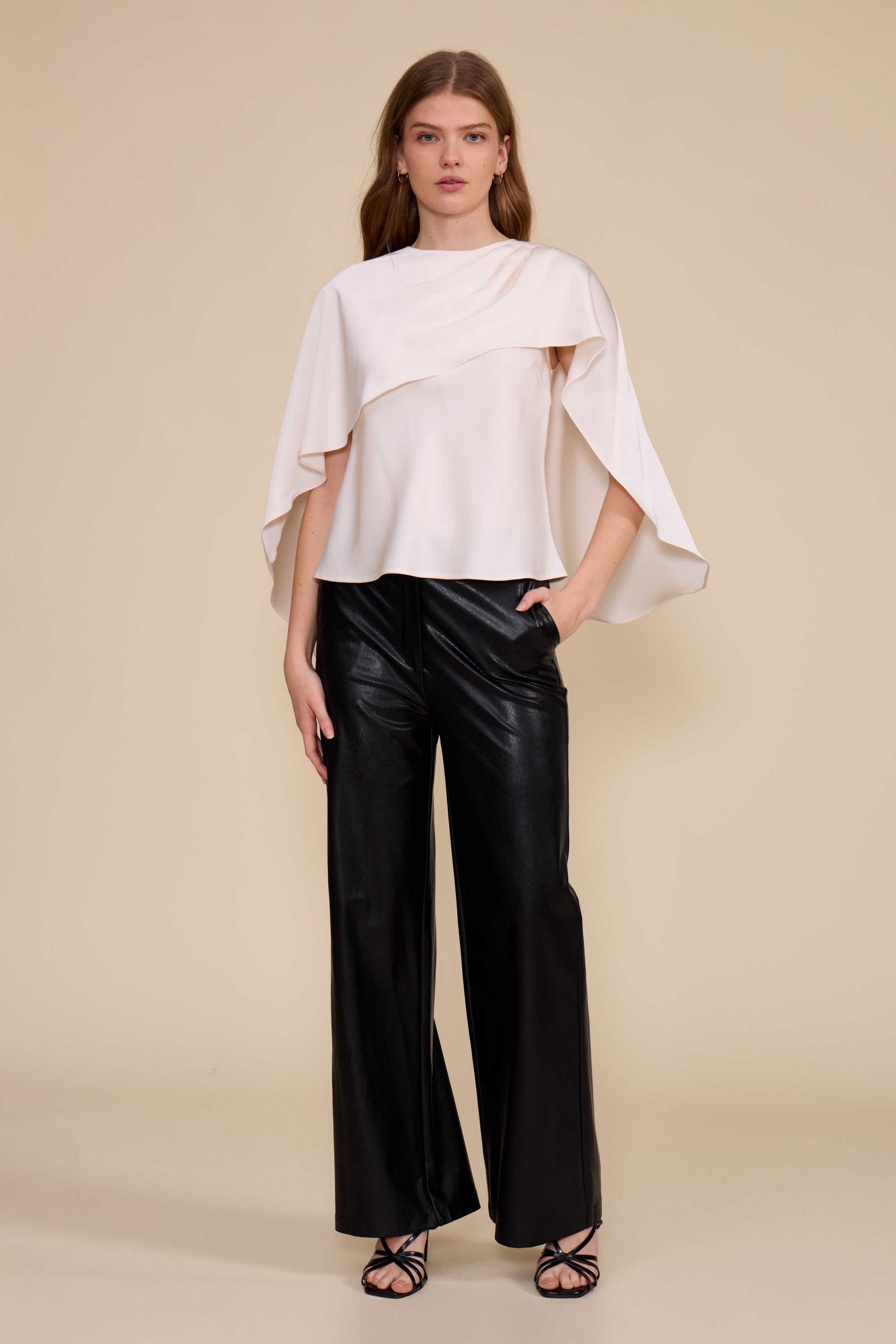 T5813 FIONA CAPE SATIN TOP