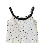 Lizzie White with Black Hearts Pointelle Tank