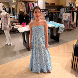 White Blue Demure Maxi Dress