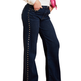 Tractr Stud Side Seam Wide Leg