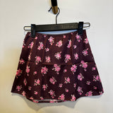 Burgundy and Pink Flower Tween Skirt