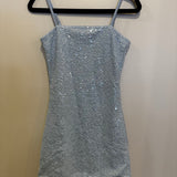 Blue Knit Dress with Sequins