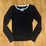 Flowers by Zoe Lace Trim Rib LS Tee