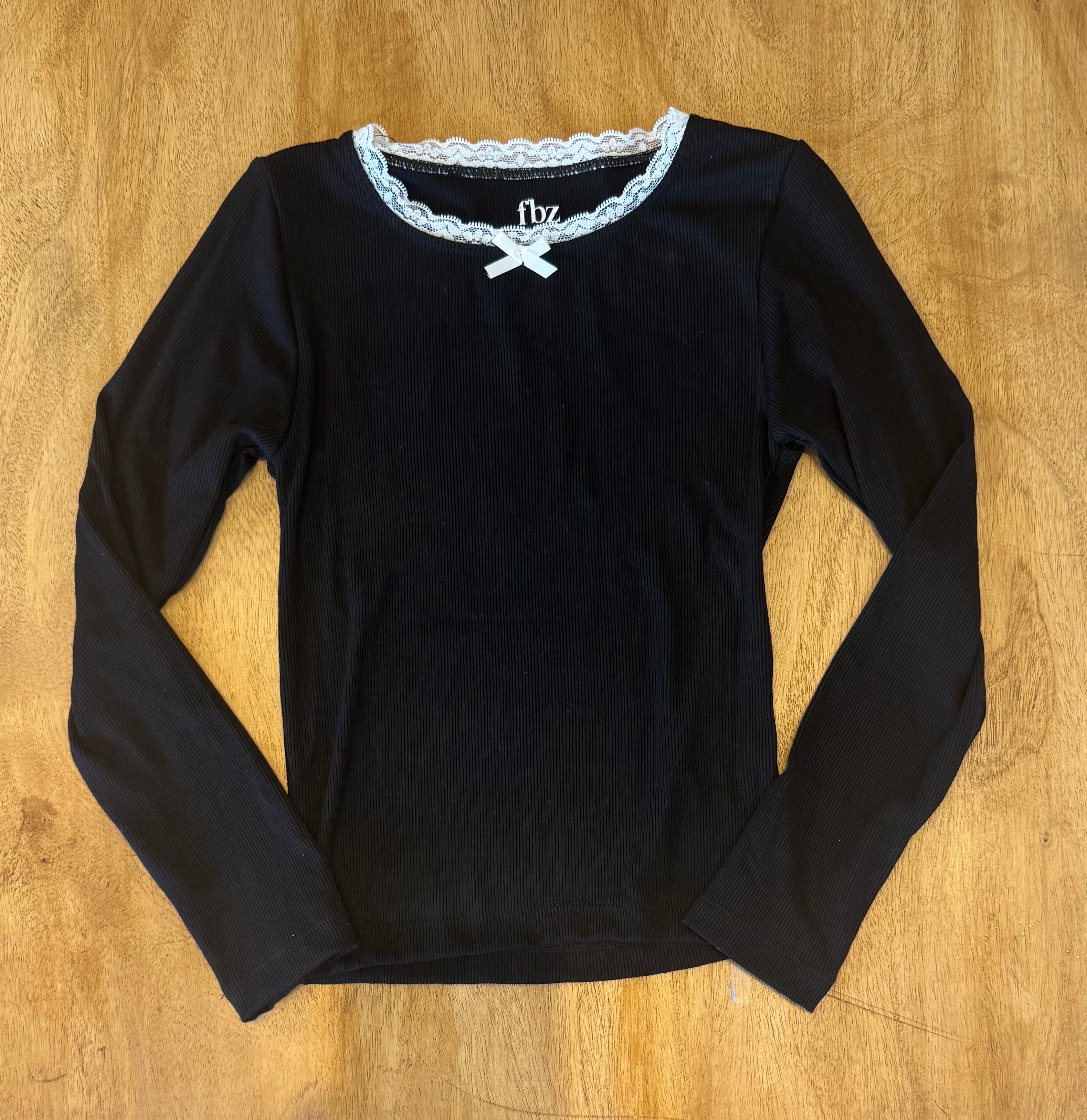 Flowers by Zoe Lace Trim Rib LS Tee