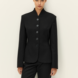 Rhea Button Blazer in Black