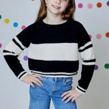 Design History Girls Black Combo Sweater