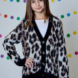 Design History Girls Tan Suede Cheetah Cardigan
