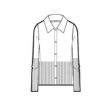 Minnie Rose Viscose LS Shirt with Ribbed in White