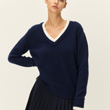 MIREILLE V-NECK SWEATER in NAVY