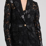 AIMEE VEGAN LEATHER GUIPURE BLAZER