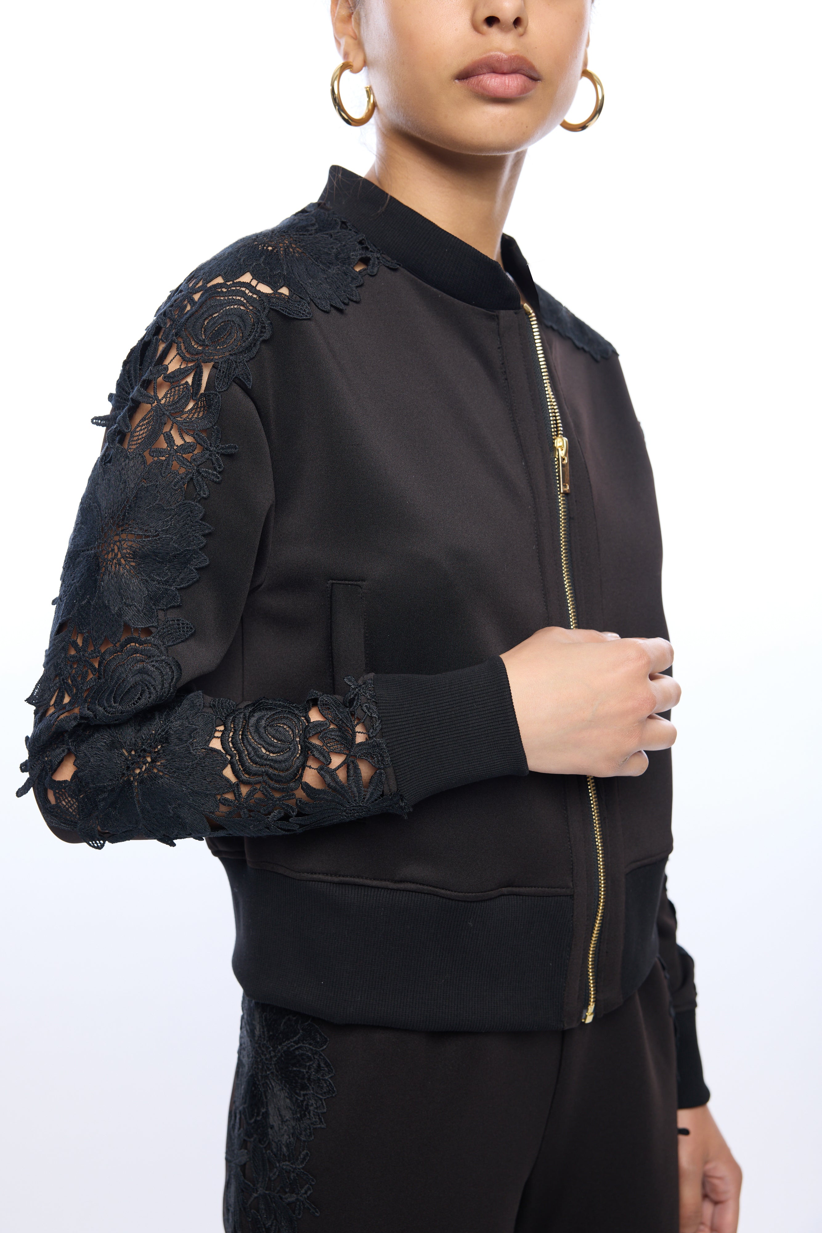 MELANIE LACE COMBO BOMBER