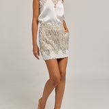 JANET LACE COMBO SEQUIN SKIRT