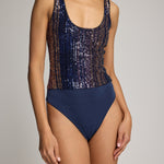 DINA STRIPE SEQUIN BODYSUIT