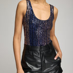 DINA STRIPE SEQUIN BODYSUIT