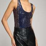 DINA STRIPE SEQUIN BODYSUIT