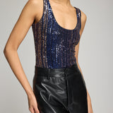 DINA STRIPE SEQUIN BODYSUIT