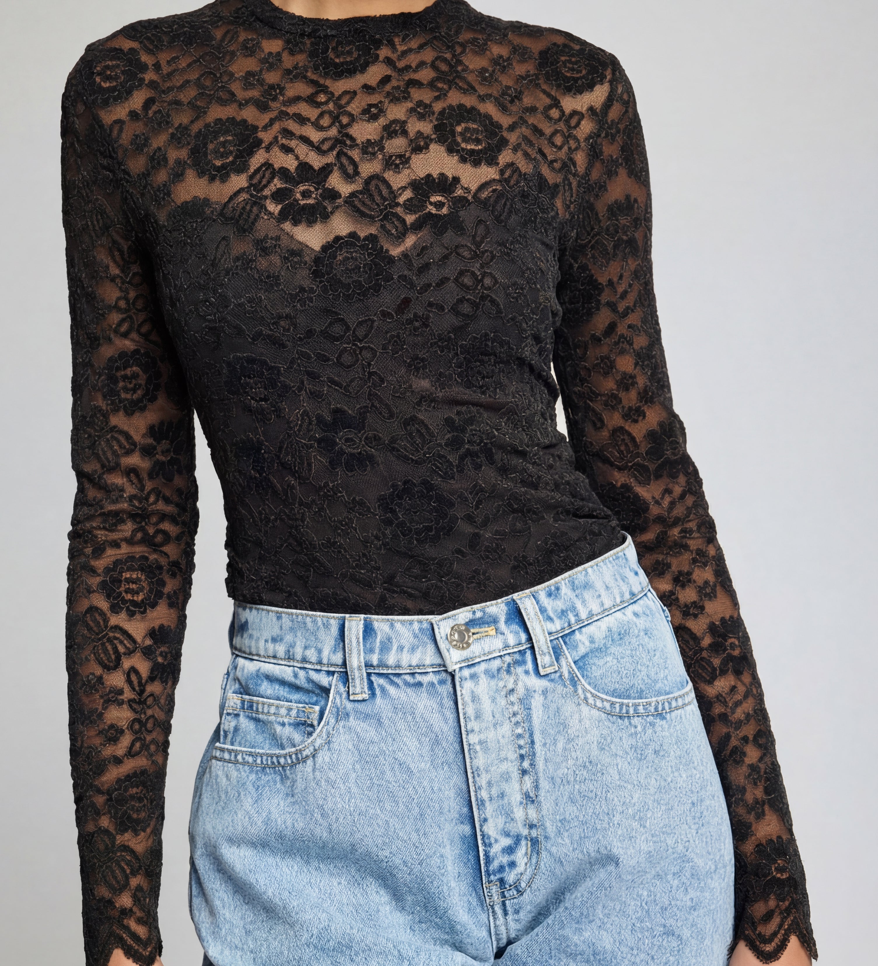 GRACIE VELVET LACE TOP