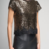 PIA SEQUIN LACE COMBO TOP