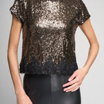 PIA SEQUIN LACE COMBO TOP