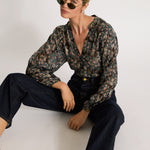 Selene Top in Floral Burnout Lurex Chiffon