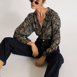 Selene Top in Floral Burnout Lurex Chiffon