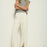 Nation LTD Lincoln Front Slit Knit Pant in Porcelain