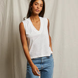 perfectwhitetee Lucy Linen Jersey Sleeveless V-neck Tank