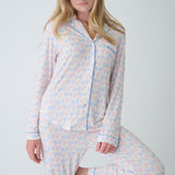 Maia Pajamas in Blue Watercolor Ribbon