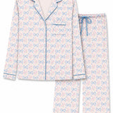 Maia Pajamas in Blue Watercolor Ribbon