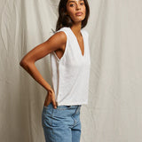 perfectwhitetee Lucy Linen Jersey Sleeveless V-neck Tank