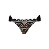 Lace Fanned Bikini Bottom in Midnight Black
