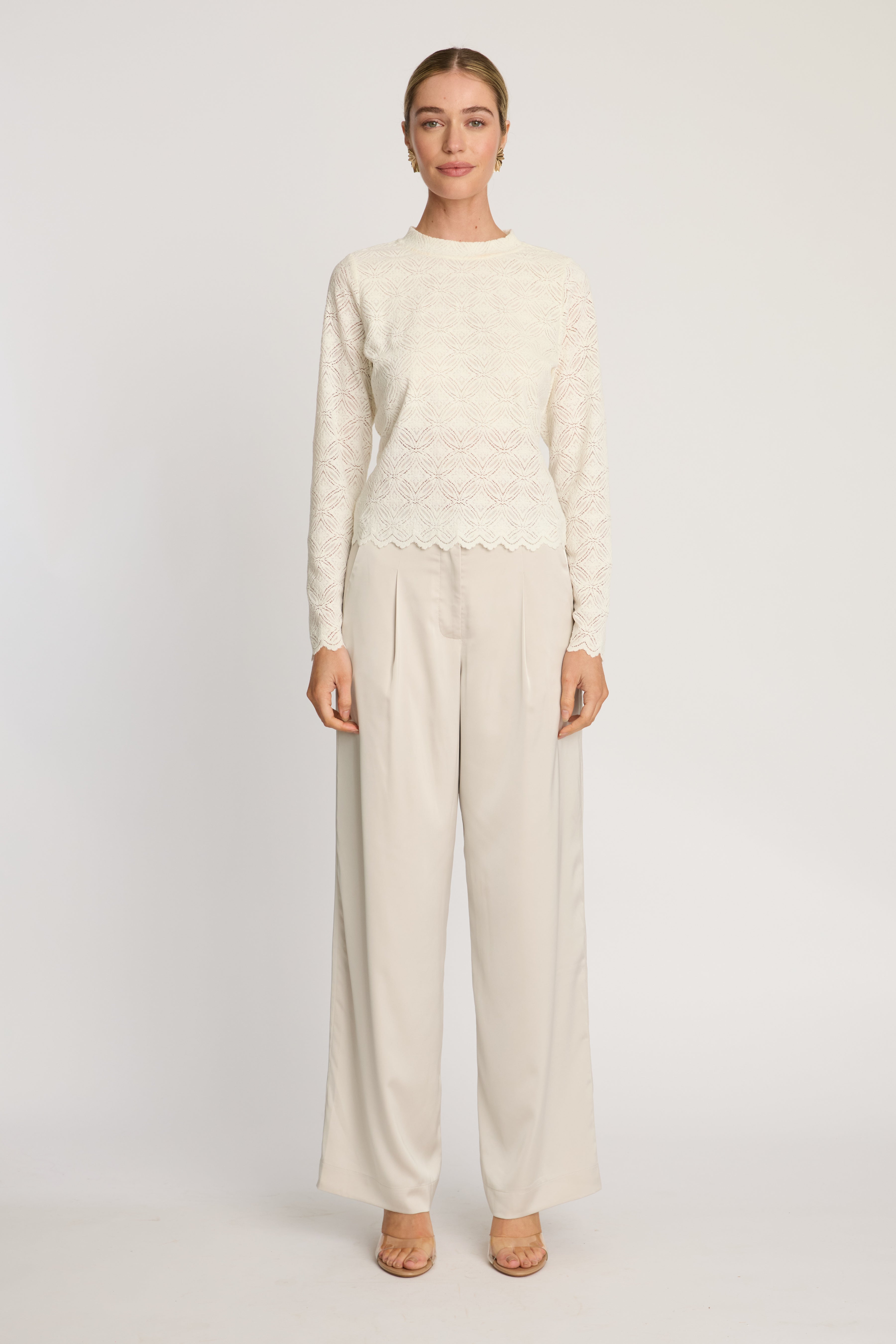 Cierra Top in White / Nude Lace