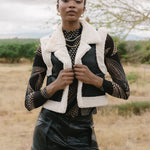 Cove Vest in Cream / Black