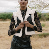 Cove Vest in Cream / Black