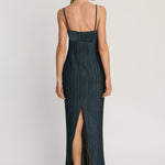 Jayda Dress in Teal Metallic Knit