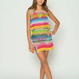 TWEEN PALMER CROCHET MINI SKIRT in Rainbow