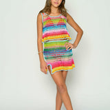 TWEEN PALMER CROCHET TANK in RAINBOW