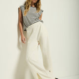 Nation LTD Lincoln Front Slit Knit Pant in Porcelain