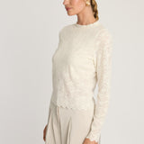 Cierra Top in White / Nude Lace