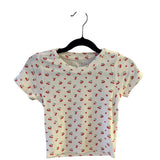 LIVI RIBBED TEE with Tiny Cherries