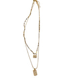 Gold Lock Set Pave Necklace