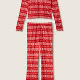 Crazy For The Holidays Fairisle Print Pants Set in Red Samba