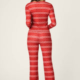 Crazy For The Holidays Fairisle Print Pants Set in Red Samba