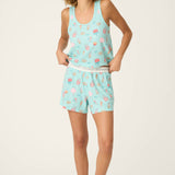 Boyfriend Boxer Boardwalk Bites Short Set - Oasis Blue