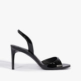 Scarlett Sling Mid Heel Sandal in Black Patent