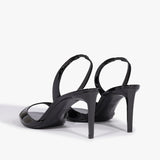 Scarlett Sling Mid Heel Sandal in Black Patent