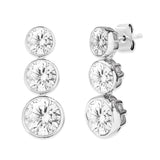Triple graduated cz drop post earring